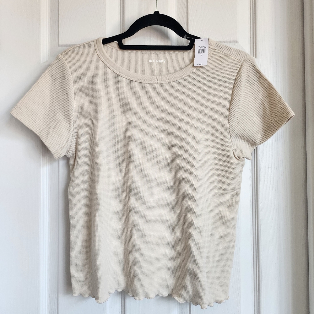 Old Navy Beige Waffle Knit t-shirt in size large